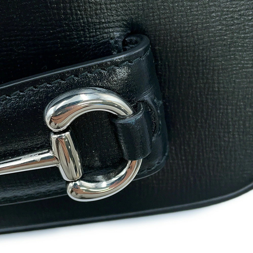 Gucci Shoulder Bag Horsebit Leather Handbag Black - Picture 7 of 12